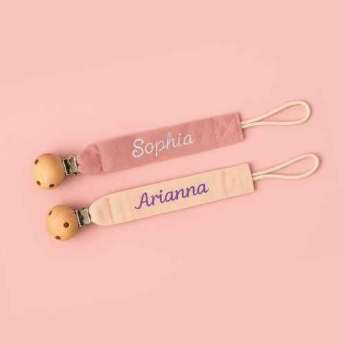 Personalised Pacifier Clip - Sweet Peony (Set of 2)